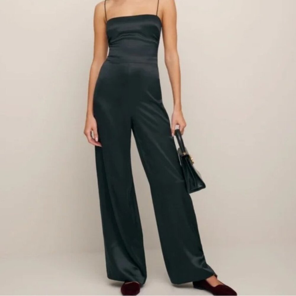 Reformation Sage Silk Jumpsuit